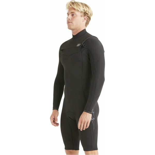2024 Billabong Mens Absolute 2mm Chest Zip GBS Long Sleeve Shorty Wetsuit ABYW400118 - Black